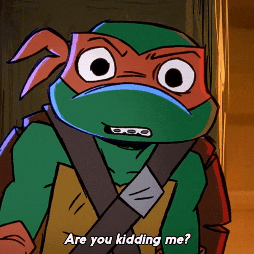 a cartoon turtle says are you kidding me