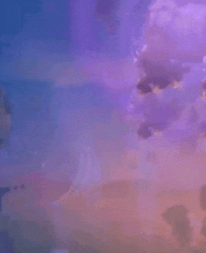 a cartoon character is flying through a purple bubble in the air .
