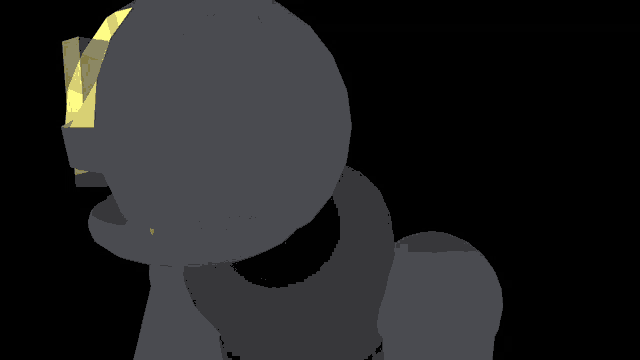 a drawing of a robot with a yellow light coming out of it 's eyes