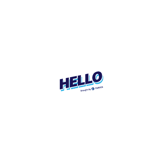 a blue and white logo that says hello brought by z zurich