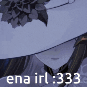 a picture of a woman wearing a white hat with the words ena irl 333