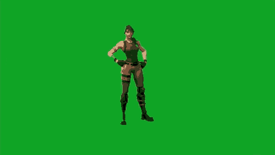 a woman is dancing on a green screen in a video game .