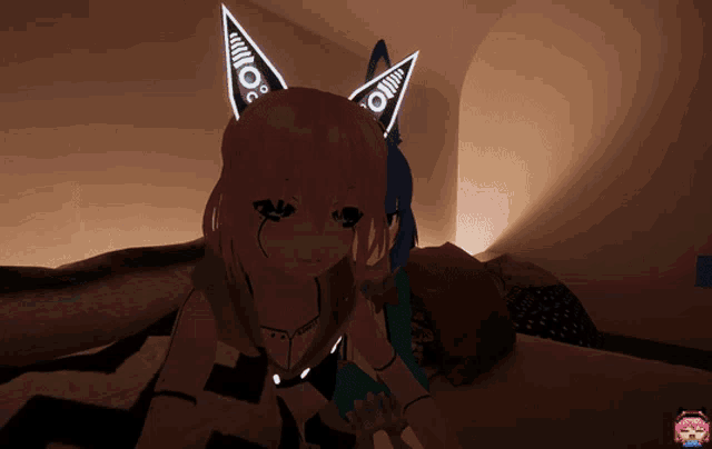 a computer generated image of a girl with cat ears on