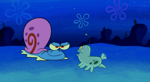 a cartoon drawing of a snail and a frog