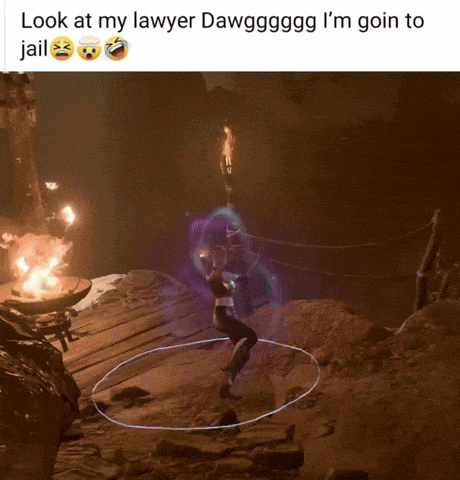 a screenshot of a video game with the caption look at my lawyer dawggggg i 'm goin to jail