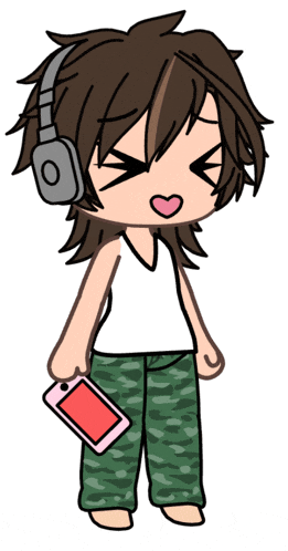a cartoon of a girl wearing headphones holding a cell phone