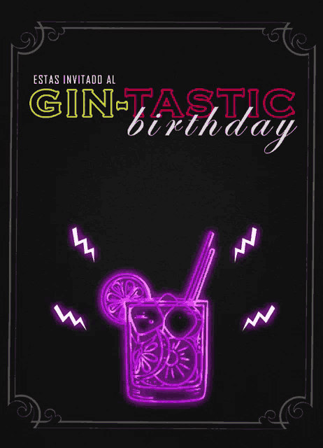 an invitation to a gin-tastic birthday party