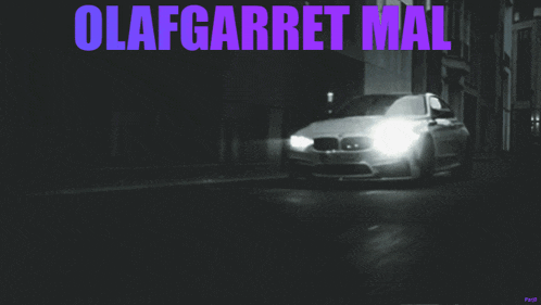 a picture of a car with the words olafgarret mal on the bottom
