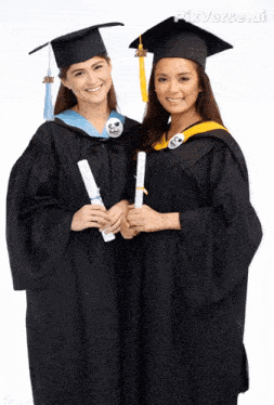 two female graduates are posing for a picture with pixverse.ai