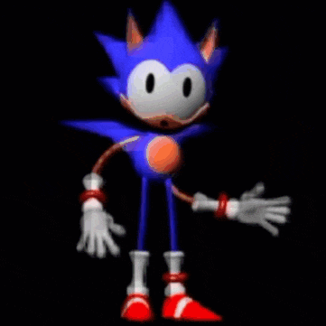 sonic the hedgehog is a cartoon character from the video game sonic the hedgehog and is standing in the dark .