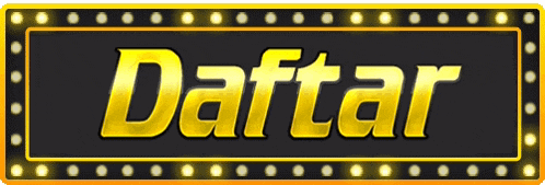 a black and gold sign that says daftar on it
