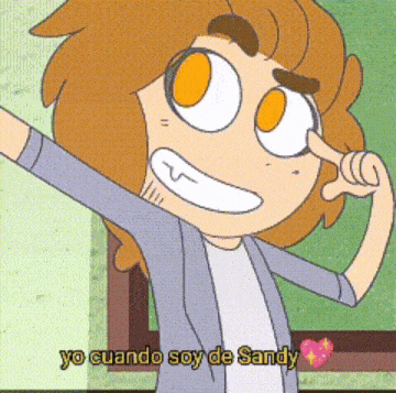 a cartoon character says yo cuando soy de sandy in a foreign language