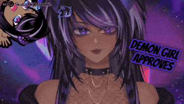 a picture of a girl with the words demon girl approves above her