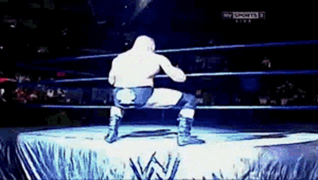 a man in a wrestling ring with sky sports on the bottom