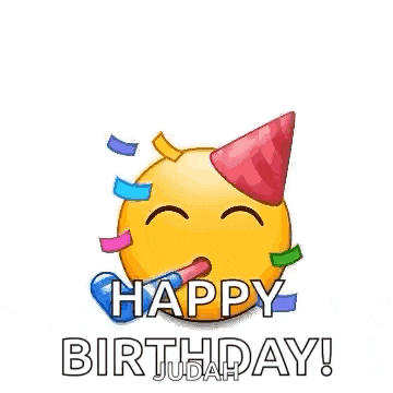 a happy birthday greeting card with a bunch of smiley faces wearing party hats