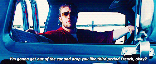 Oceans 11: I'M Gonna Get Out Of The Car And Drop You Like Thurd Period French, Okay? GIF - Oceans11 Third Period French GIFs
