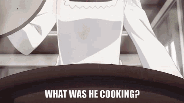 a cartoon of a woman cooking and the words what was he cooking