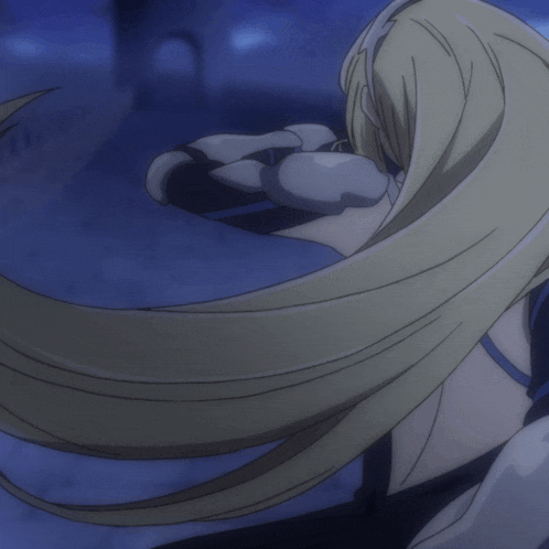 a girl with long blonde hair and a white armor