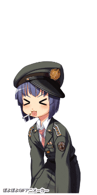 a girl in a military uniform is making a funny face with her tongue out