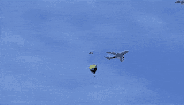 a computer screen shows a plane and a hot air balloon and says my in yellow