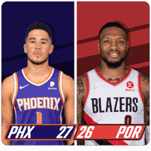 two basketball players from the phoenix and blazers teams