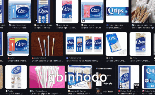 a display of qtips cotton swabs and other products