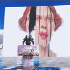 a picture of a woman behind bars with a spider on it