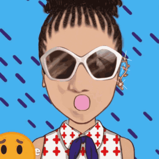 a cartoon of a girl wearing sunglasses and a tie
