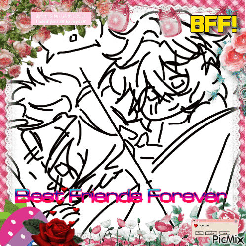 a drawing of a person with the words best friends forever