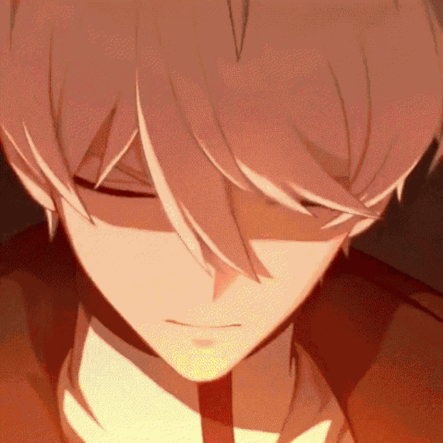 a close up of a person 's face with their eyes closed and a red background .