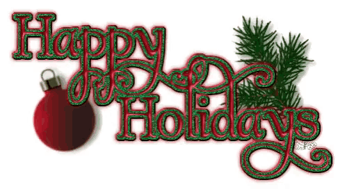 a sign that says happy holidays with a red ornament