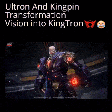 a video of ultron and kingpin 's transformation vision into king tron