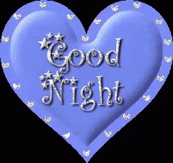 a purple heart that says good night on it