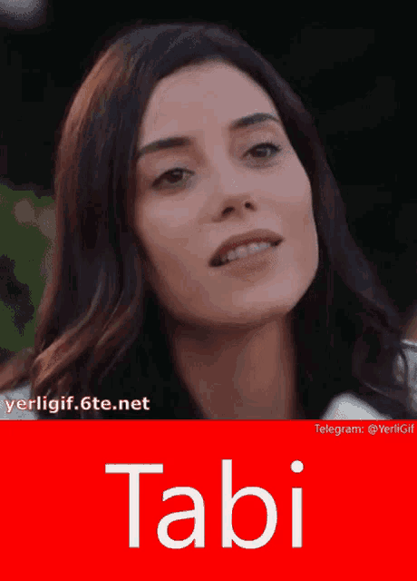 a picture of a woman with the name tabi written on it