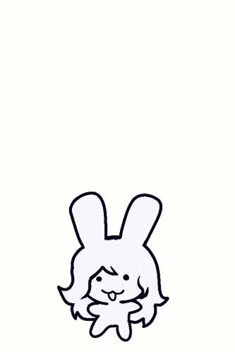 a black and white drawing of a rabbit with a woman 's head