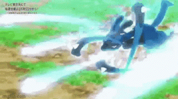 a cartoon character is flying through the air with a sword .