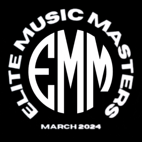 a logo for emm elite music mixers with a microphone