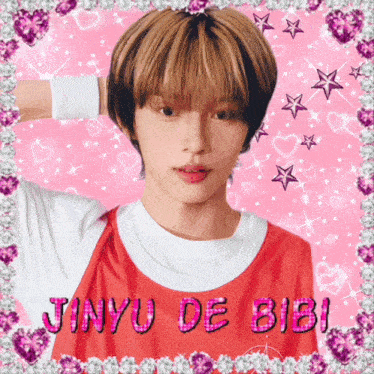 a picture of jinyu de bibi in a red shirt