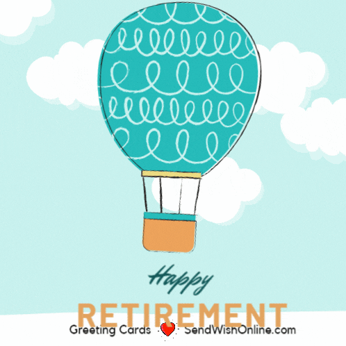 a greeting card that says happy retirement with a hot air balloon