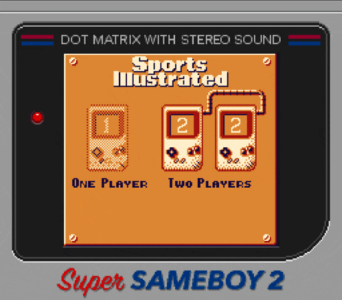 a video game called super gameboy 2 has a sports illustrated game on it