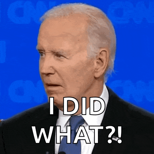 a man in a suit and tie is saying `` i did what '' .