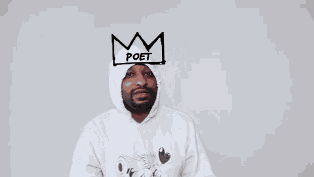 a drawing of a man with a crown on his head that says poet forreal