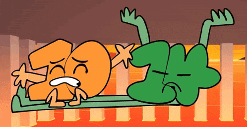 a cartoon of two cartoon characters laying on top of each other .