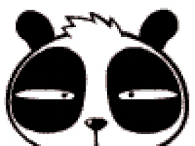 a black and white drawing of a panda bear with its mouth open .
