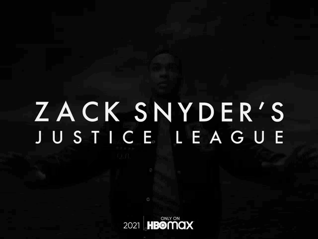 a black and white poster for zack snyder 's justice league on hbomax