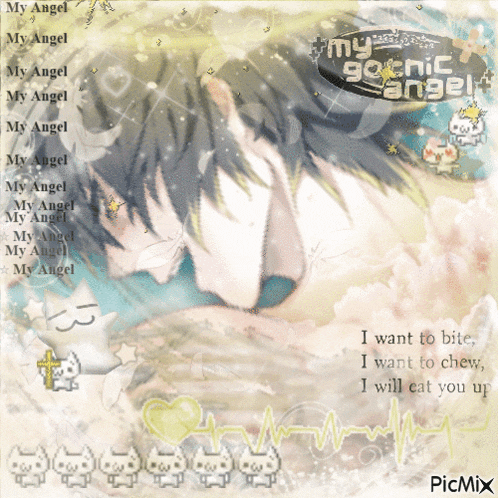 a picture of a person with the words my gothic angel on it