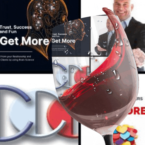 a man shaking hands with a glass of wine with the words get more get more on it