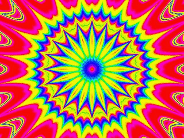 a computer generated image of a colorful kaleidoscope with a star in the center .