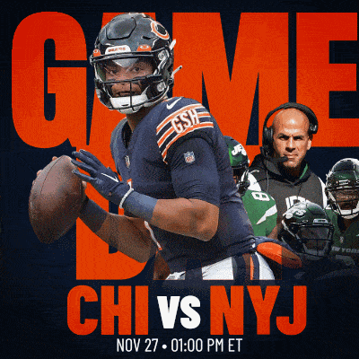an advertisement for a game between the bears and the jets