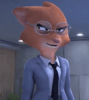 a cartoon character wearing glasses and a suit